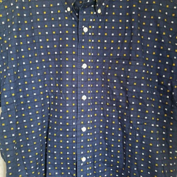 Chaps Ralph Lauen Mens Shirt Size Med Short Sleeve Button Up Blue 100% Cotton - Picture 5 of 13